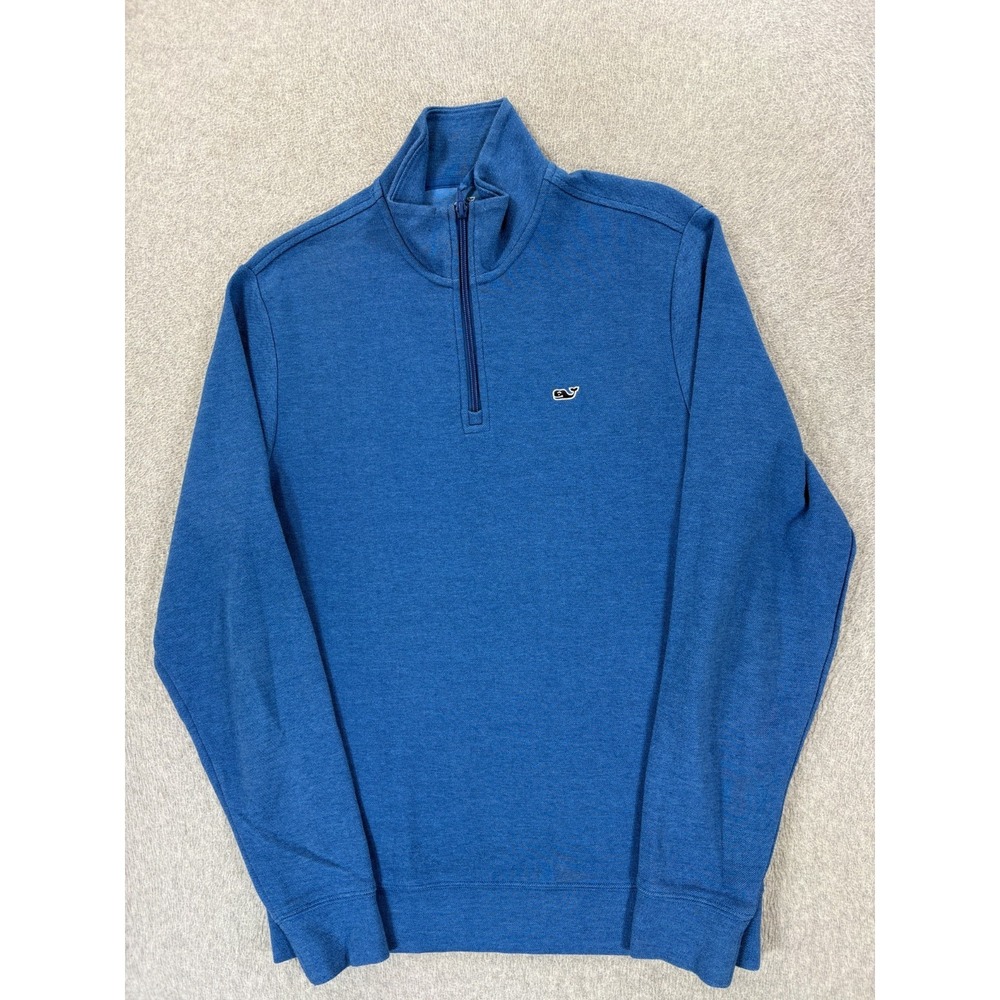 Vineyard Vines Classic‎ Whale 1/4 Zip Cotton Blend Sweater (Men's Small) Blue